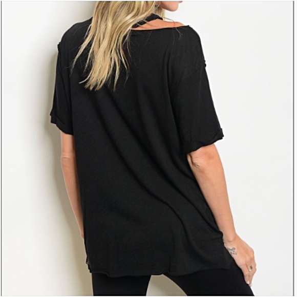 S/M Rockstar Distressed Floral Tee Tunic Top - Picture 6 of 6